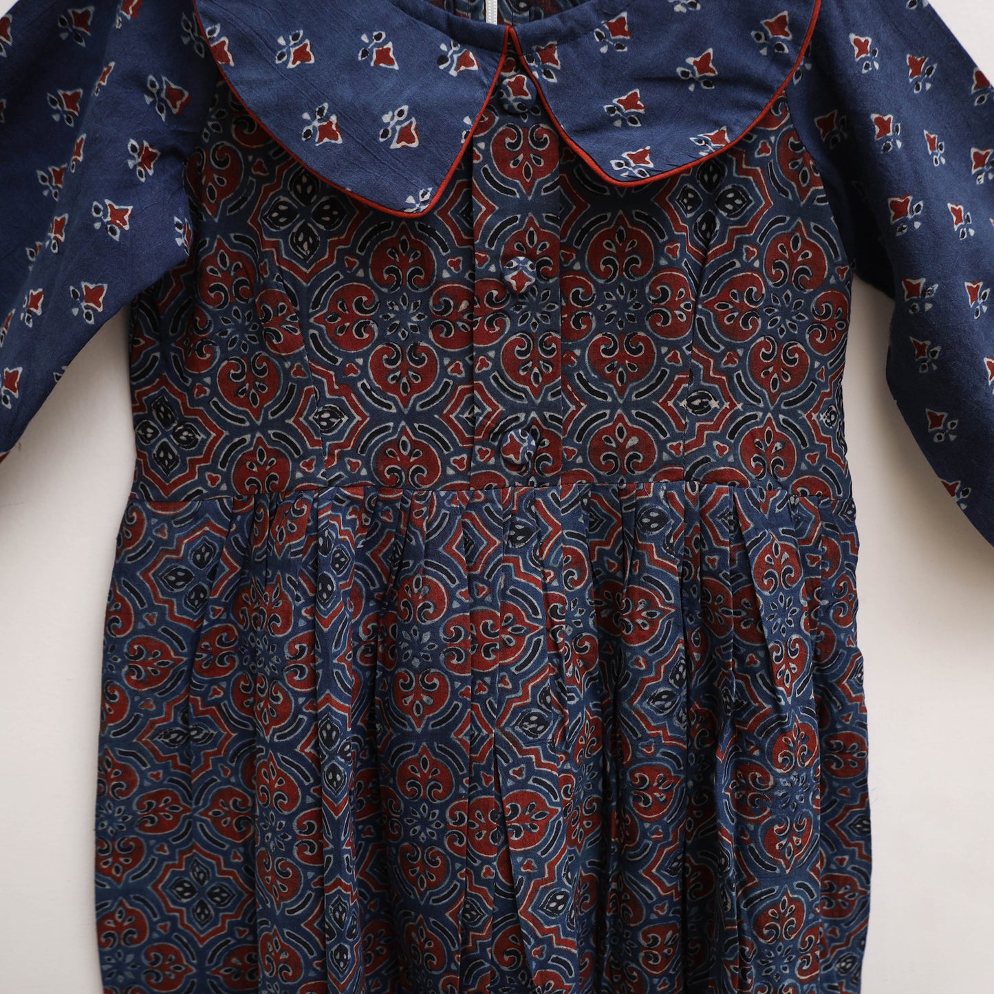 Pure Cotton Girls Frock Dress in Ajrakh Block Print (3-4 Years) 29