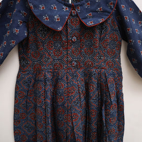 Pure Cotton Girls Frock Dress in Ajrakh Block Print (3-4 Years) 29