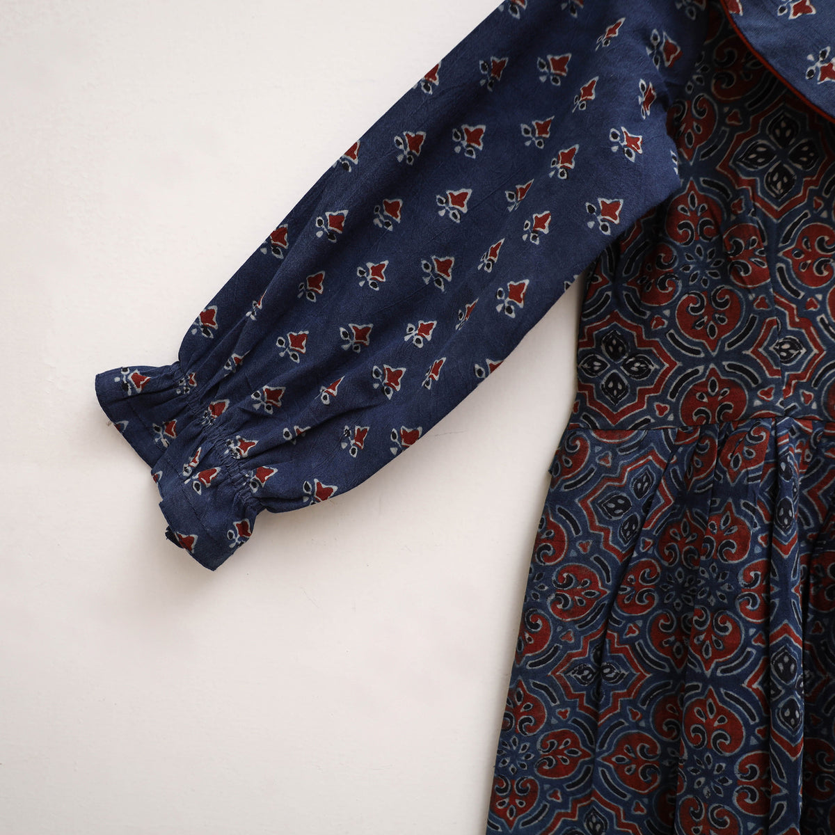 Pure Cotton Girls Frock Dress in Ajrakh Block Print (3-4 Years) 29