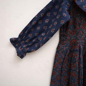 Pure Cotton Girls Frock Dress in Ajrakh Block Print (3-4 Years) 29