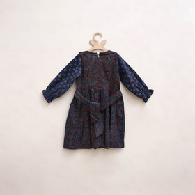 Pure Cotton Girls Frock Dress in Ajrakh Block Print (3-4 Years) 29