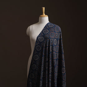 Ajrakh Hand Block Print Natural Dyed Crepe Silk Fabric 31