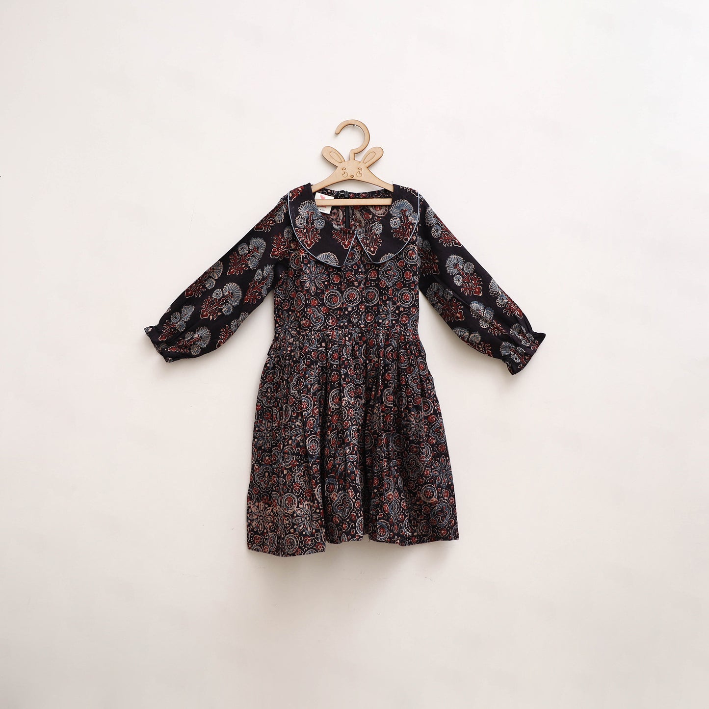 Pure Cotton Girls Frock Dress in Ajrakh Block Print (3-4 Years) 30