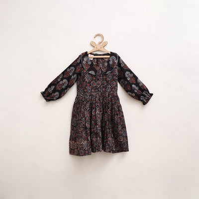 Pure Cotton Girls Frock Dress in Ajrakh Block Print (3-4 Years) 30