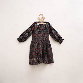 Pure Cotton Girls Frock Dress in Ajrakh Block Print (3-4 Years) 30