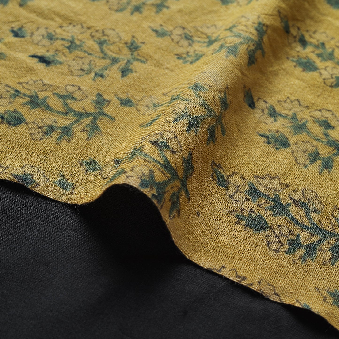 Yellow - pure wool handloom natural dyed fabric 25