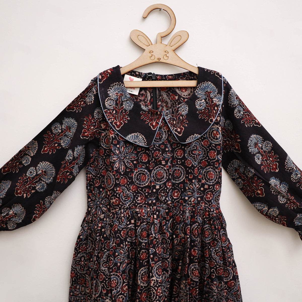 Pure Cotton Girls Frock Dress in Ajrakh Block Print (3-4 Years) 30