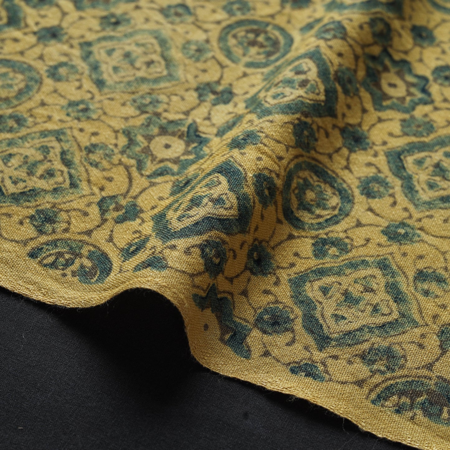 Yellow - pure wool handloom natural dyed fabric 26