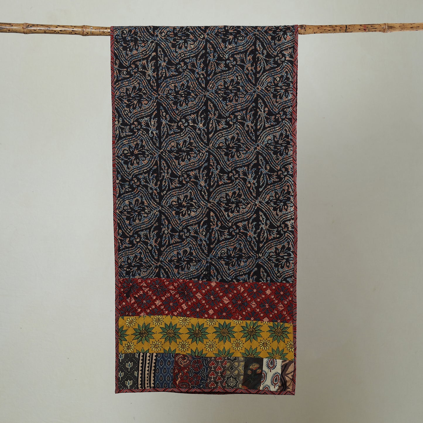 Multicolor - Patchwork Cotton Stole in Ajrakh Block Prints 49