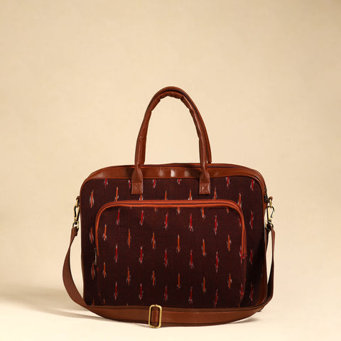 Maroon - Handmade Pochampally Ikat Laptop Bag 30