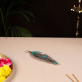Tibetan Leaf Stone Work White Metal Incense Stick Holder 27