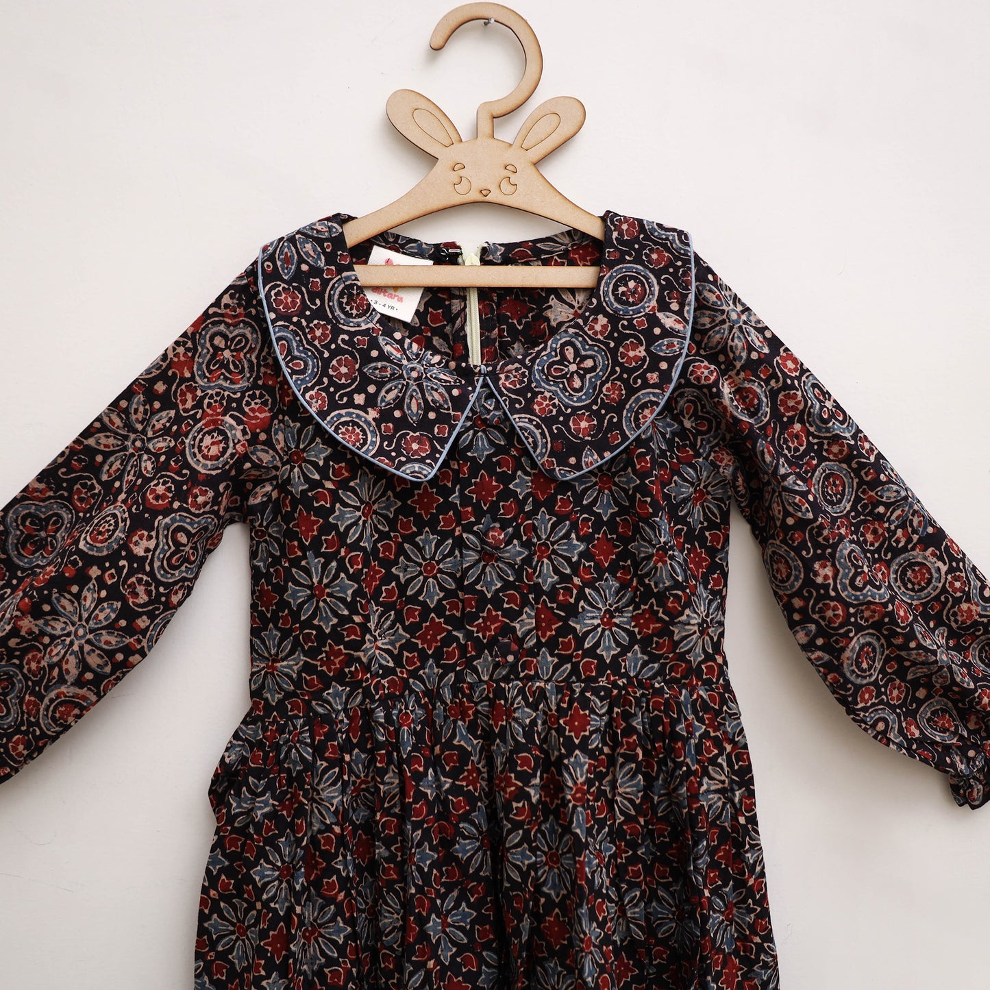 Pure Cotton Girls Frock Dress in Ajrakh Block Print (3-4 Years) 31