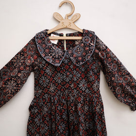 Pure Cotton Girls Frock Dress in Ajrakh Block Print (3-4 Years) 31