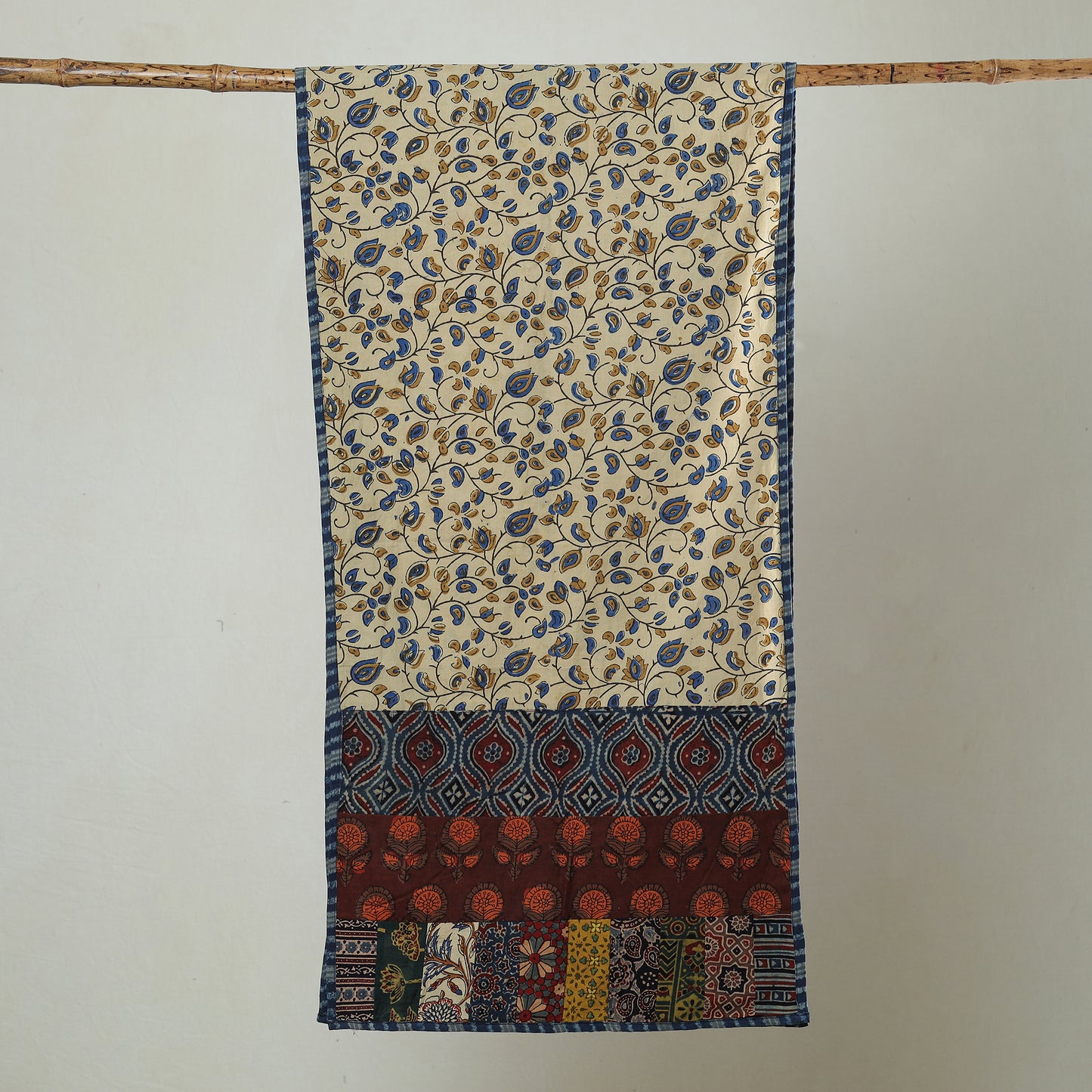 Multicolor - Patchwork Cotton Stole in Ajrakh Block Prints 47