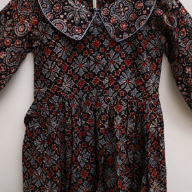 Pure Cotton Girls Frock Dress in Ajrakh Block Print (3-4 Years) 31