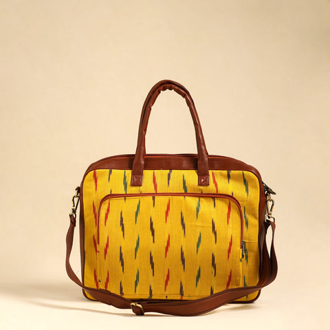 Yellow - Handmade Pochampally Ikat Laptop Bag 31