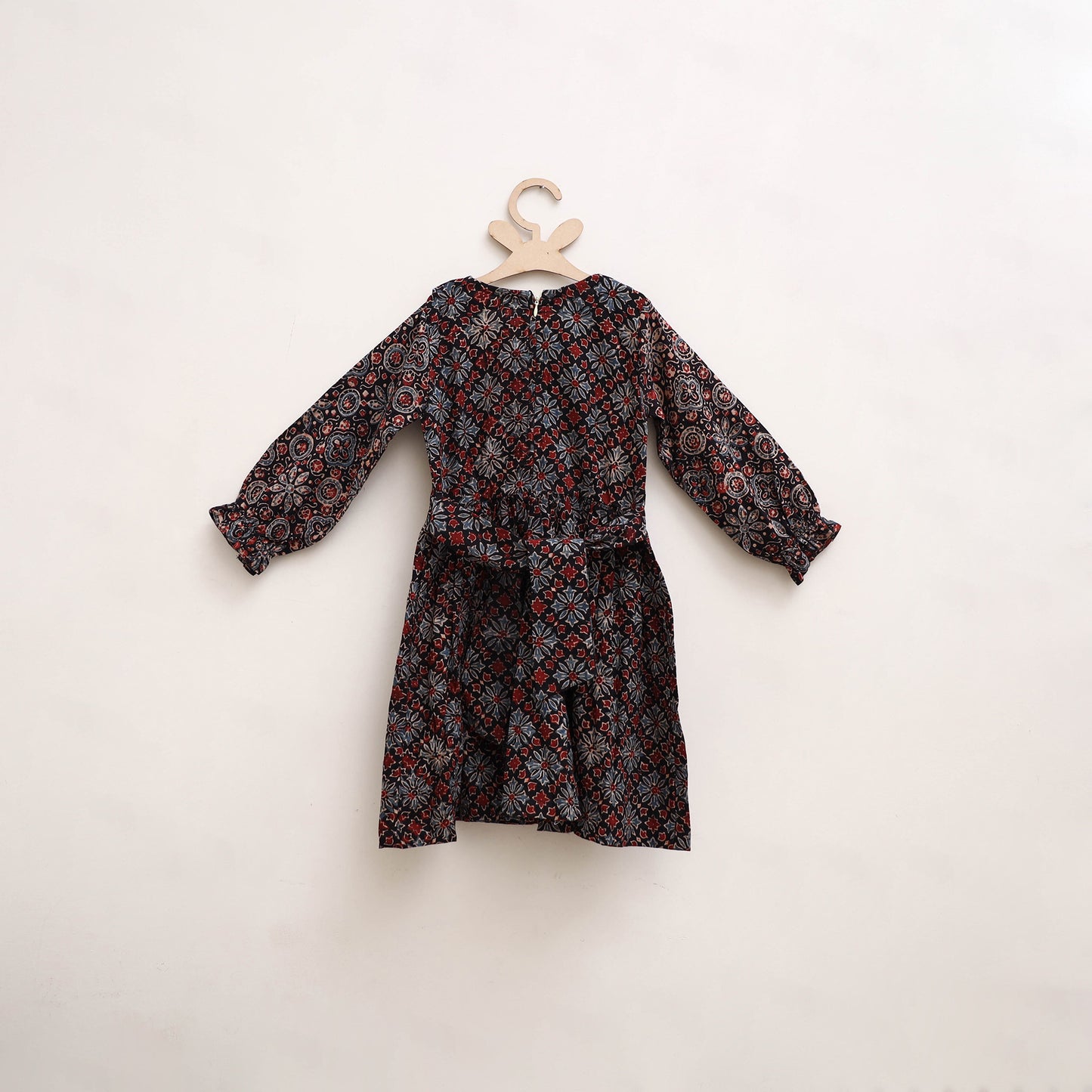 Pure Cotton Girls Frock Dress in Ajrakh Block Print (3-4 Years) 31