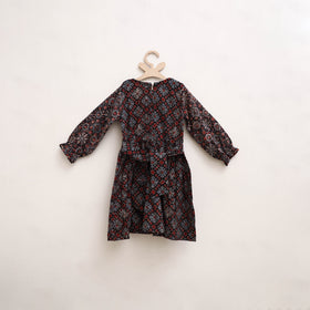 Pure Cotton Girls Frock Dress in Ajrakh Block Print (3-4 Years) 31