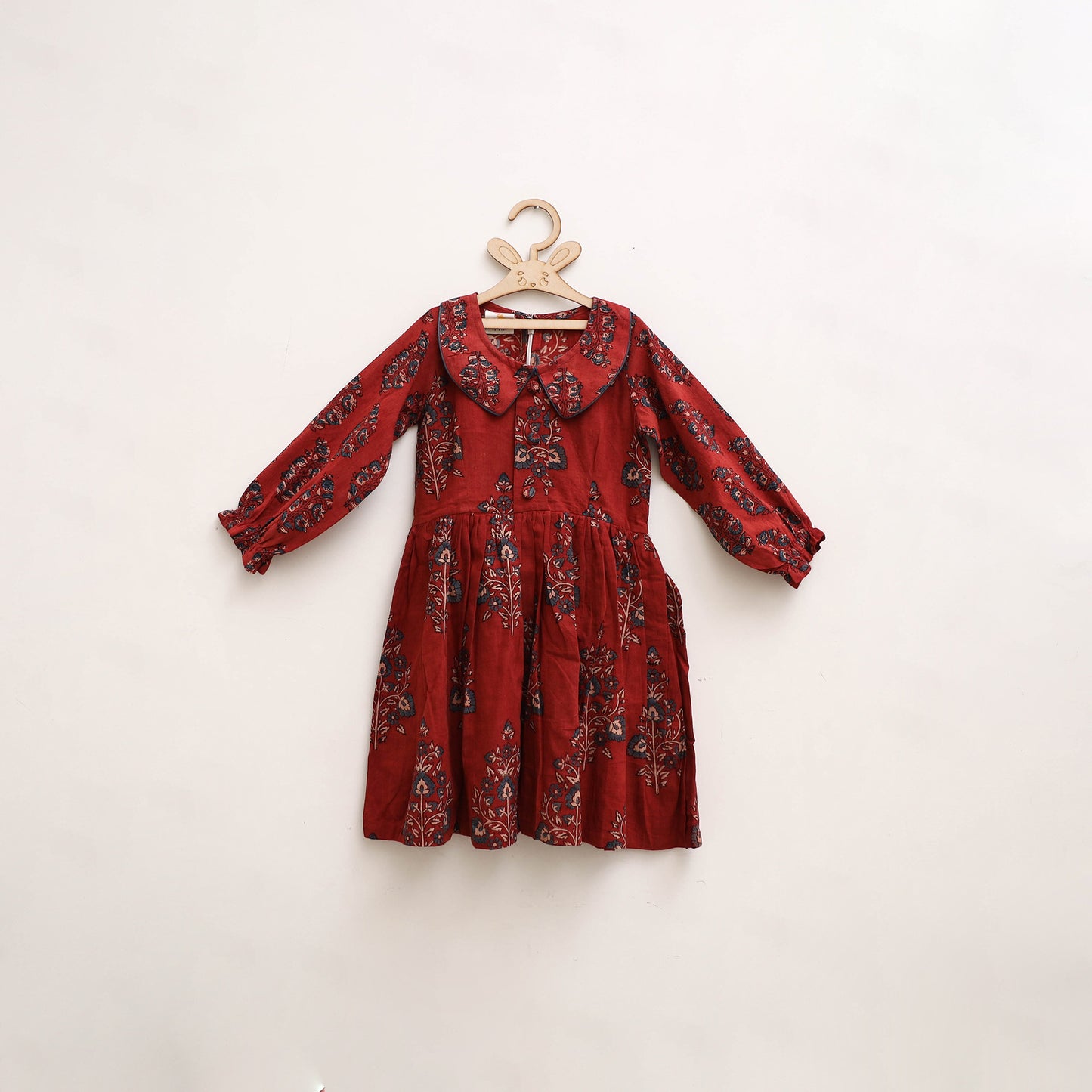 Pure Cotton Girls Frock Dress in Ajrakh Block Print (3-4 Years) 32