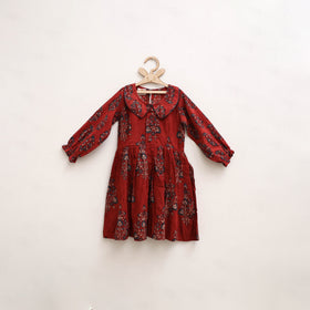 Pure Cotton Girls Frock Dress in Ajrakh Block Print (3-4 Years) 32