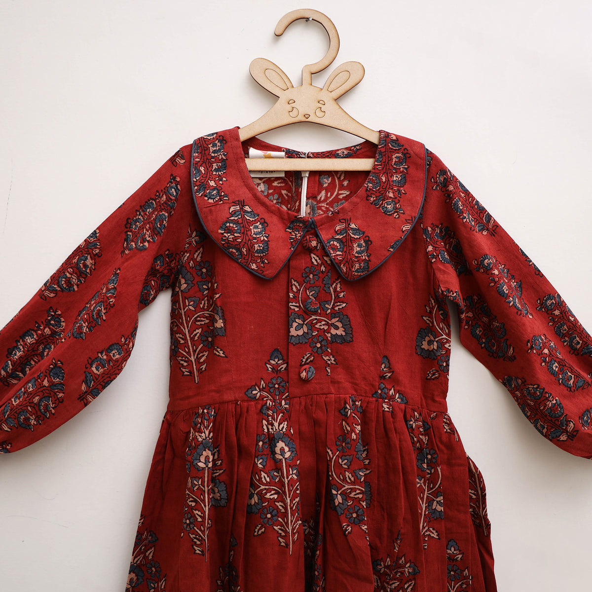 Pure Cotton Girls Frock Dress in Ajrakh Block Print (3-4 Years) 32