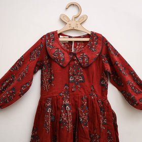 Pure Cotton Girls Frock Dress in Ajrakh Block Print (3-4 Years) 32