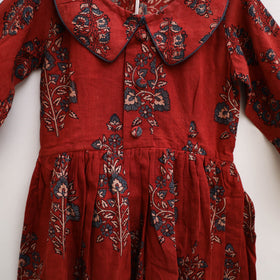 Pure Cotton Girls Frock Dress in Ajrakh Block Print (3-4 Years) 32