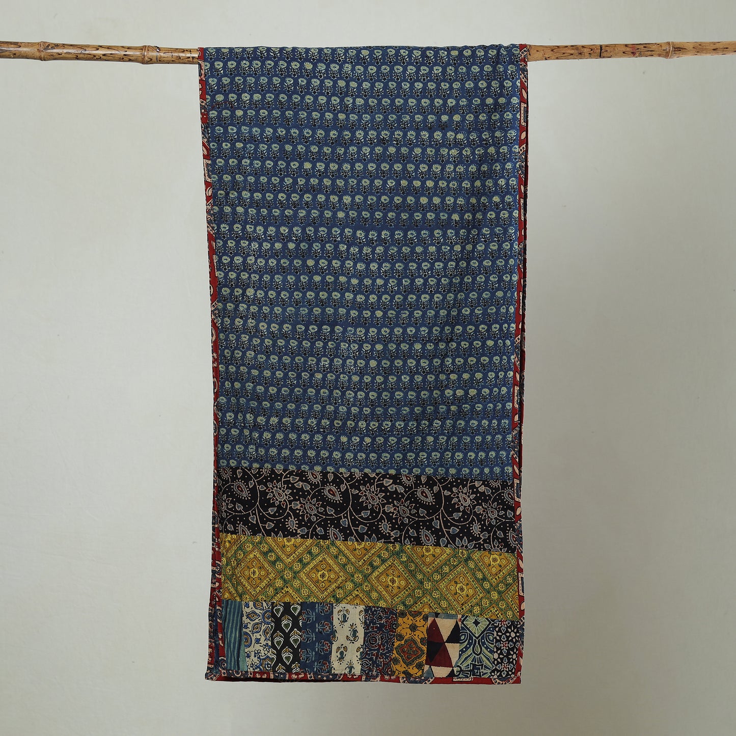 Multicolor - Patchwork Cotton Stole in Ajrakh Block Prints 42