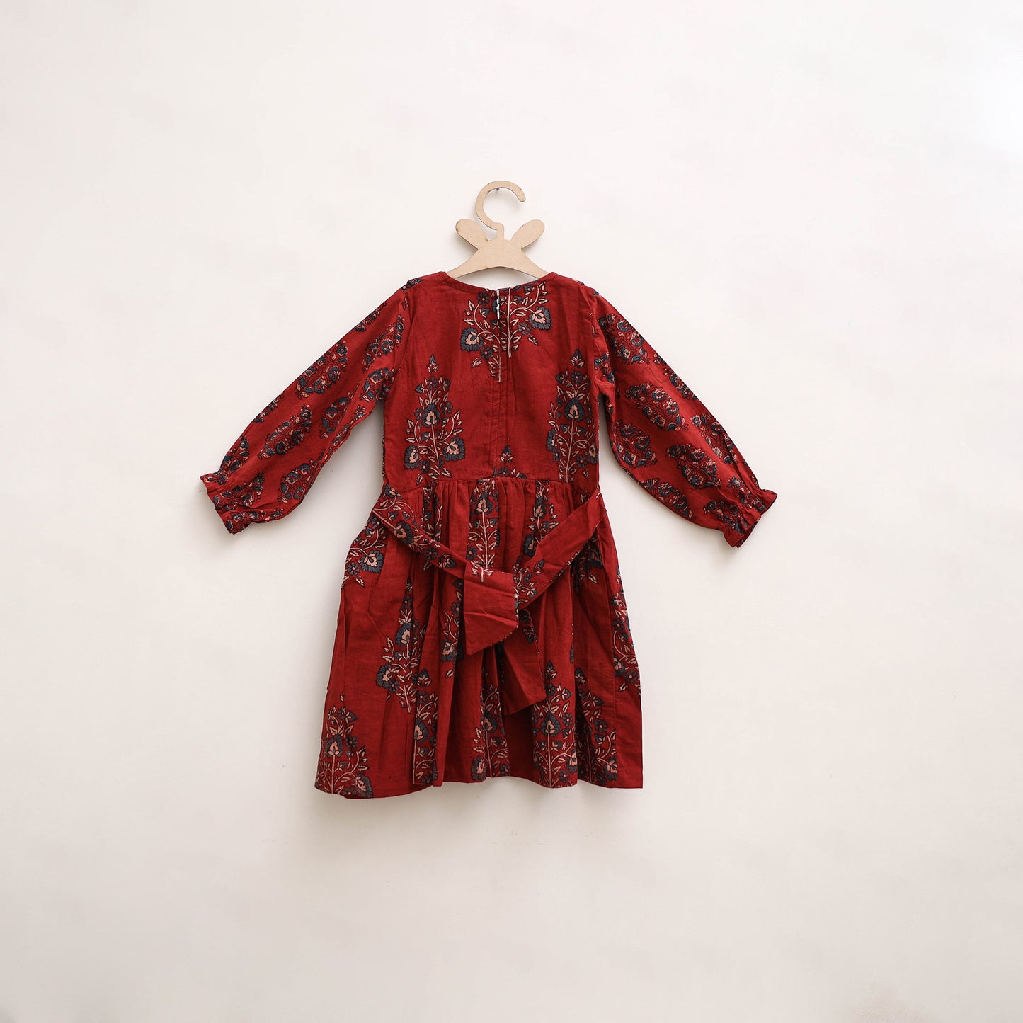 Pure Cotton Girls Frock Dress in Ajrakh Block Print (3-4 Years) 32