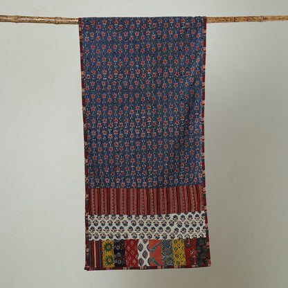 Multicolor - Patchwork Cotton Stole in Ajrakh Block Prints 40