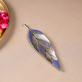 Tibetan Leaf Stone Work White Metal Incense Stick Holder 29
