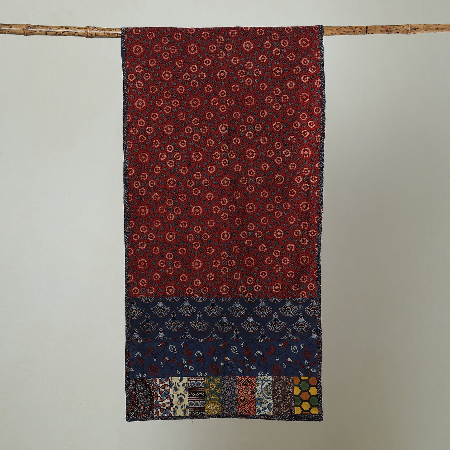Multicolor - Patchwork Cotton Stole in Ajrakh Block Prints 39