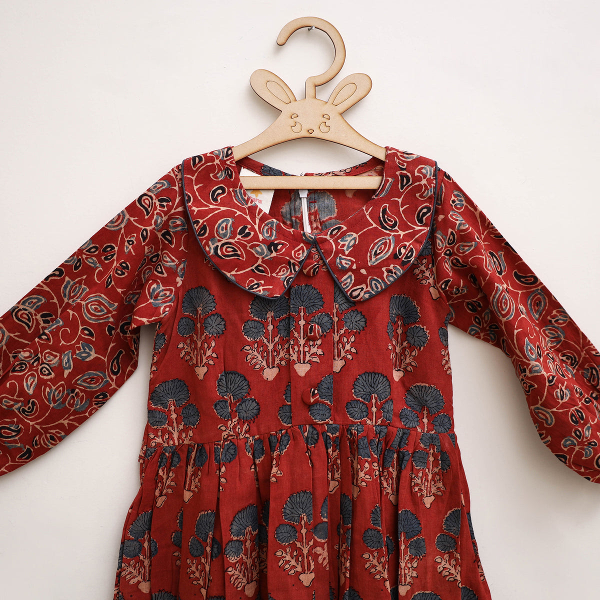 Pure Cotton Girls Frock Dress in Ajrakh Block Print (3-4 Years) 33