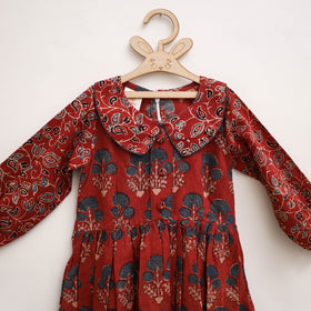 Pure Cotton Girls Frock Dress in Ajrakh Block Print (3-4 Years) 33