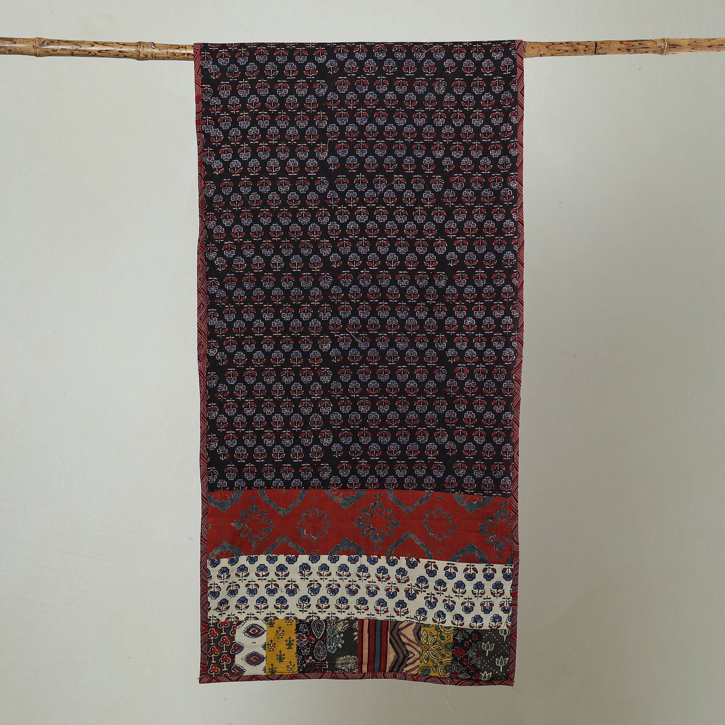Multicolor - Patchwork Cotton Stole in Ajrakh Block Prints 38