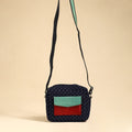 Blue - handmade jacquard sling bag 34 - handcrafted