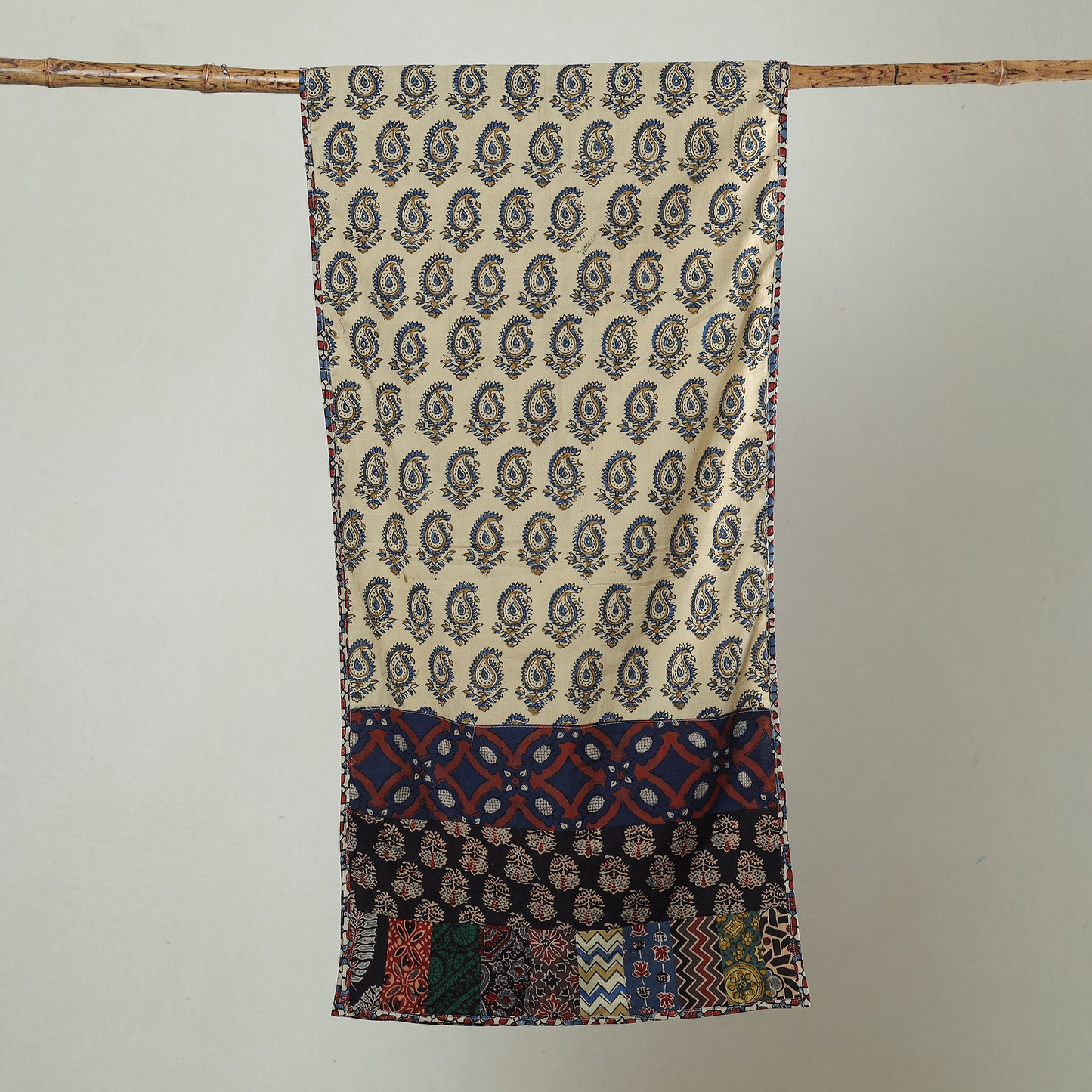 Multicolor - Patchwork Cotton Stole in Ajrakh Block Prints 36
