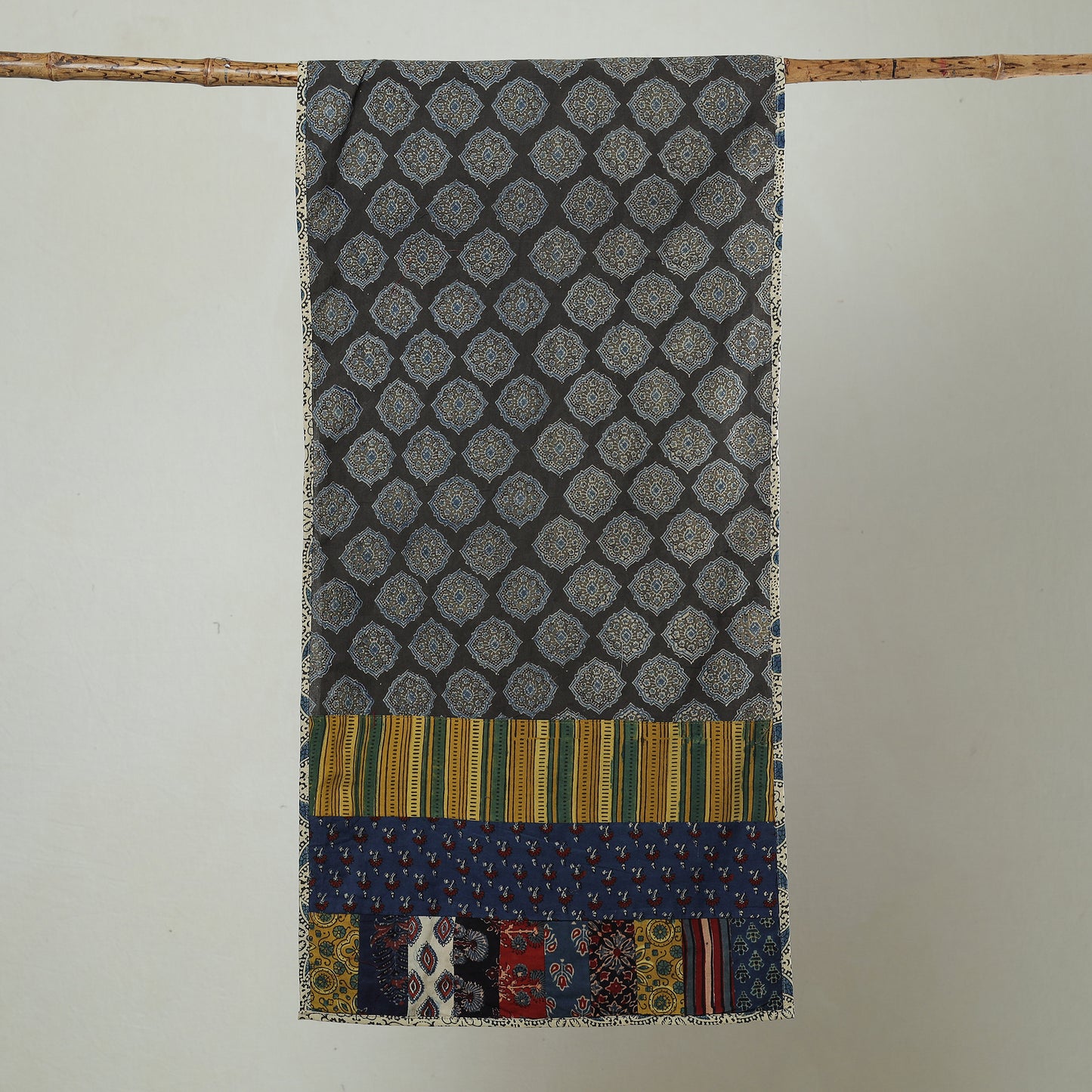 Multicolor - Patchwork Cotton Stole in Ajrakh Block Prints 35