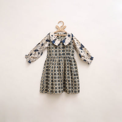 Pure Cotton Girls Frock Dress in Ajrakh Block Print (3-4 Years) 34