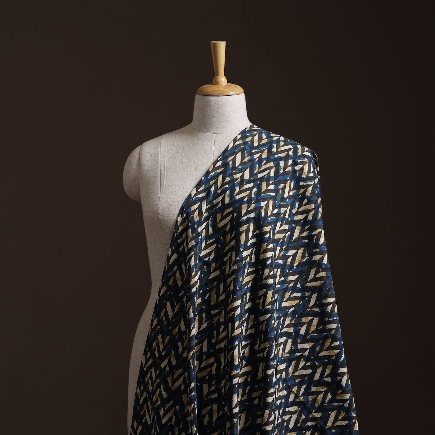Ajrakh Hand Block Print Natural Dyed Cotton Lycra Fabric 11