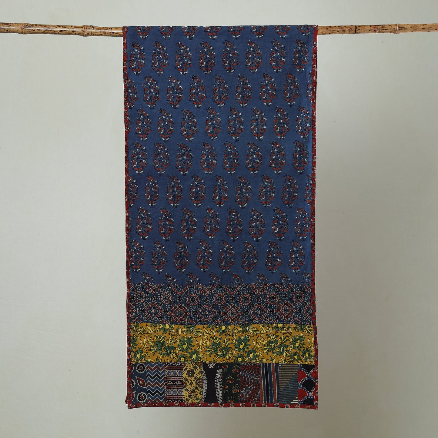 Blue - Patchwork Cotton Stole in Ajrakh Block Prints 31