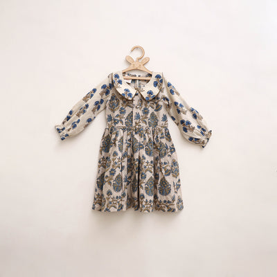 Pure Cotton Girls Frock Dress in Ajrakh Block Print (3-4 Years) 35