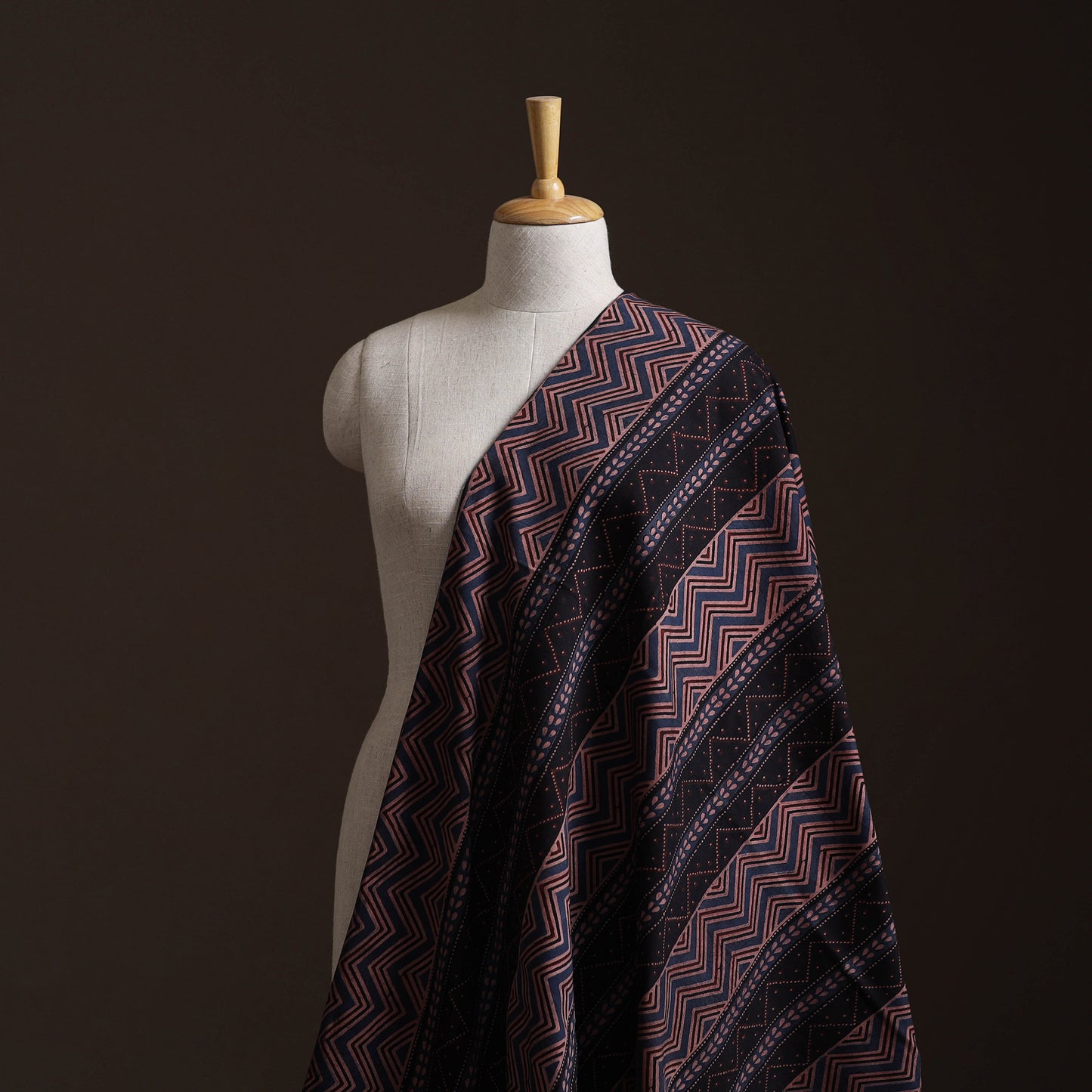 Ajrakh Hand Block Print Natural Dyed Cotton Lycra Fabric 10