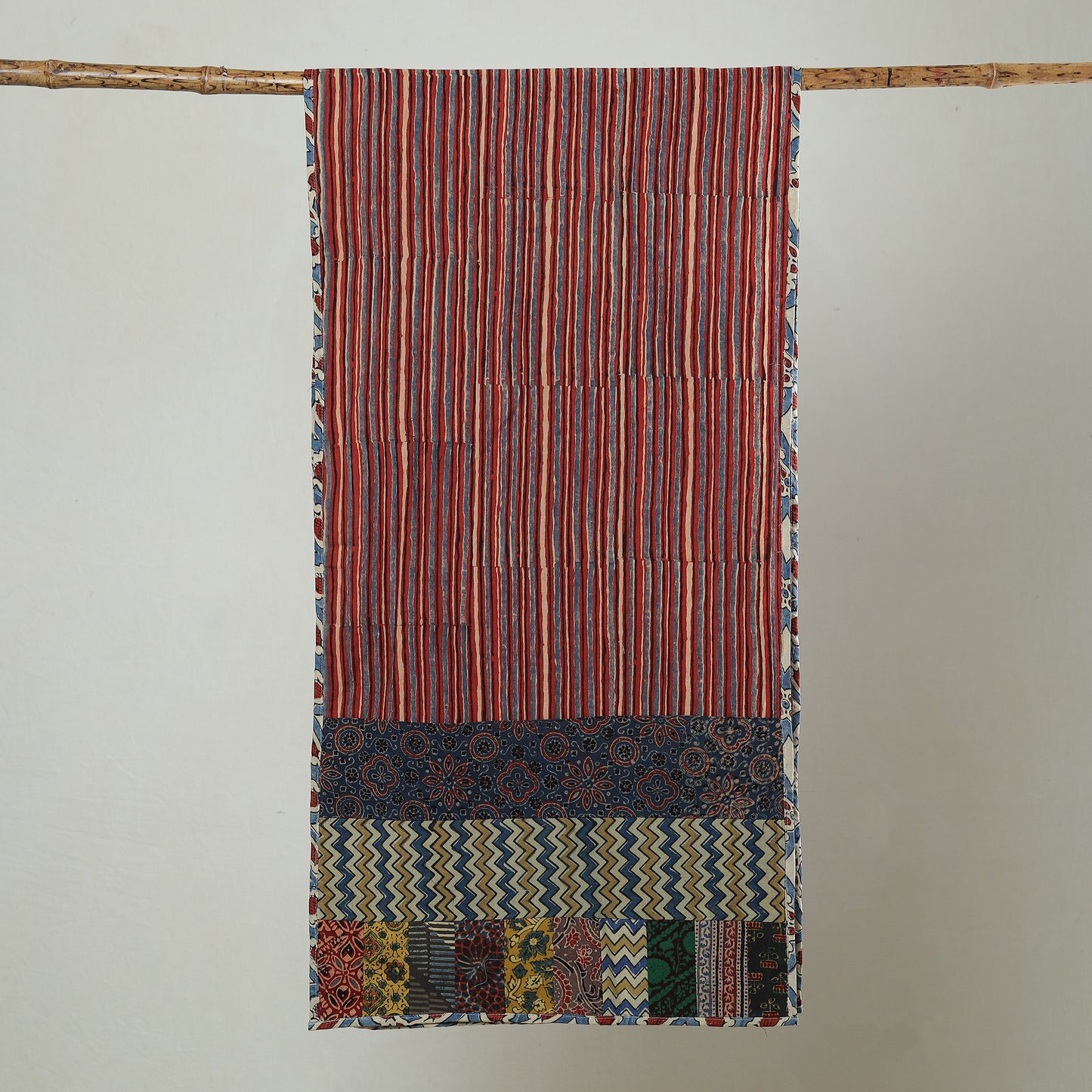 Multicolor - Patchwork Cotton Stole in Ajrakh Block Prints 27