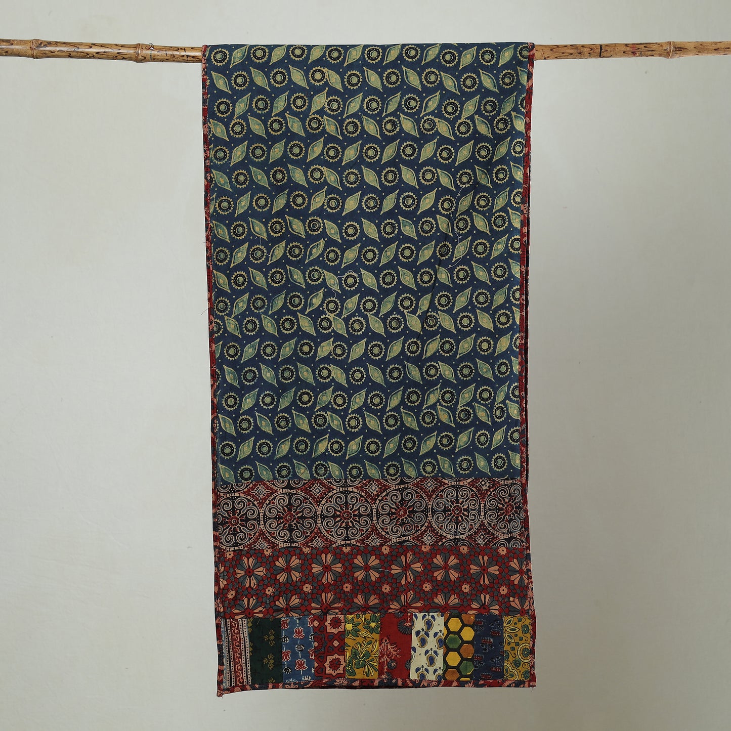 Multicolor - Patchwork Cotton Stole in Ajrakh Block Prints 26