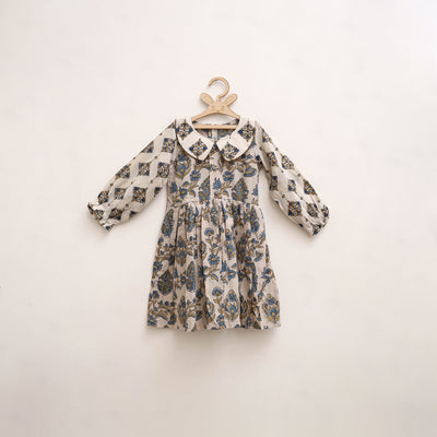 Pure Cotton Girls Frock Dress in Ajrakh Block Print (3-4 Years) 36