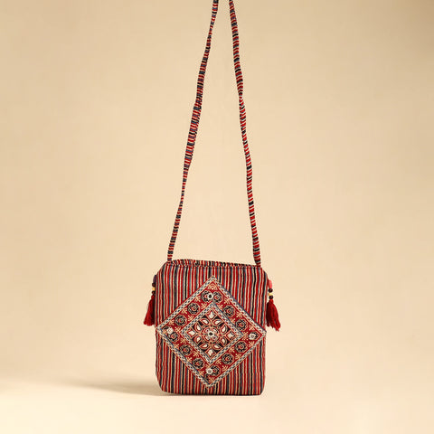 Red - Handmade Kutch Ajrakh Block Print Sling Bag 39