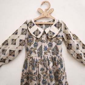 Pure Cotton Girls Frock Dress in Ajrakh Block Print (3-4 Years) 36