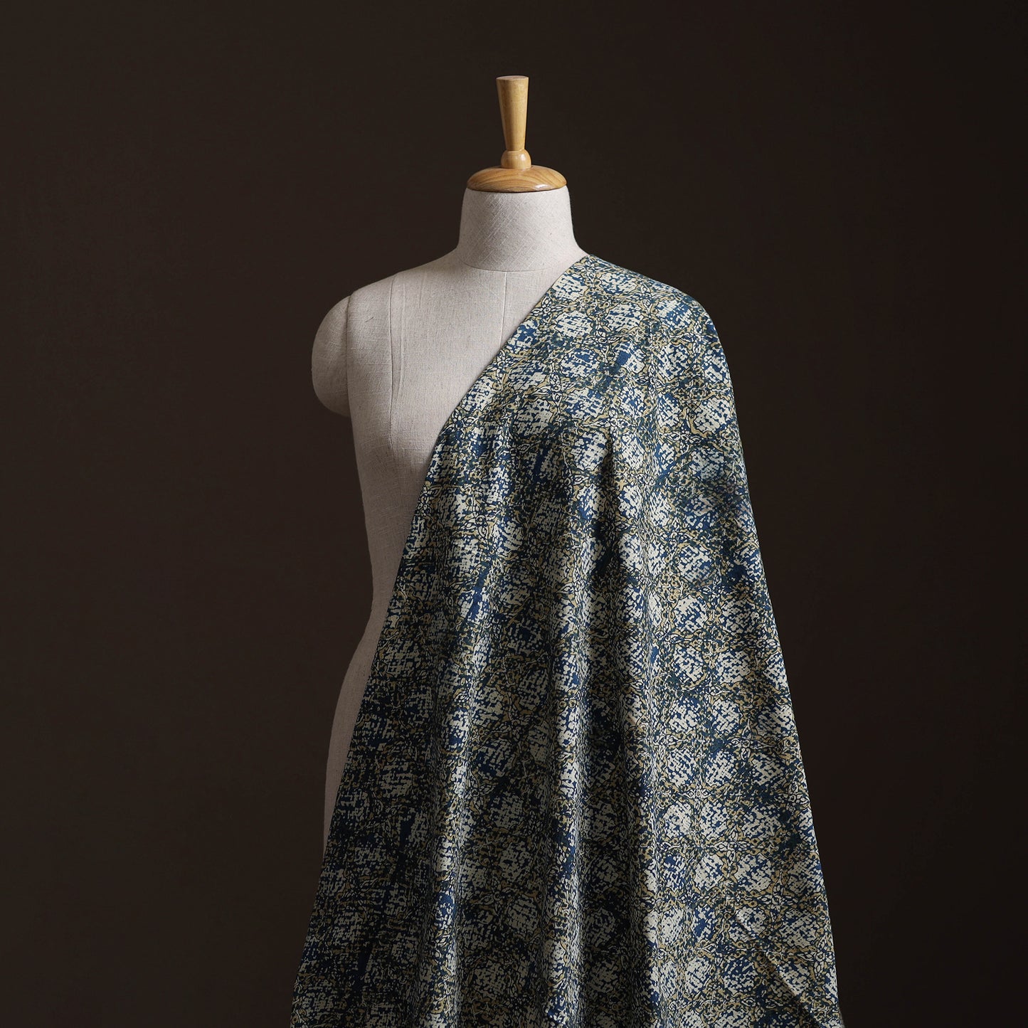 Ajrakh Hand Block Print Natural Dyed Cotton Lycra Fabric 06