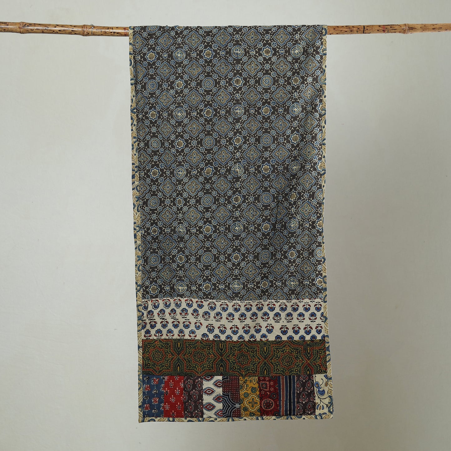 Multicolor - Patchwork Cotton Stole in Ajrakh Block Prints 21
